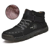 Genuine Leather Men Ankle Boots Platform Walking Design Soft Leather Office Boots Sneakers Mart Lion Cotton Black 39 