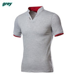 Men's Cotton Polo Shirt Short Sleeve Polo Shirt Homme Mart Lion grey M 