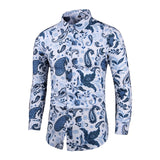 Chemise Slim Homme Men's Outfits Floral Shirt Streetwear Vintage Chinese Style Long Sleeve Dress Shirts Blouses Tops Mart Lion 1081 L 50-55KG 