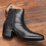  Men Heightened Shoes high-heeled Boots Leather Chelsea Ankle Mart Lion - Mart Lion