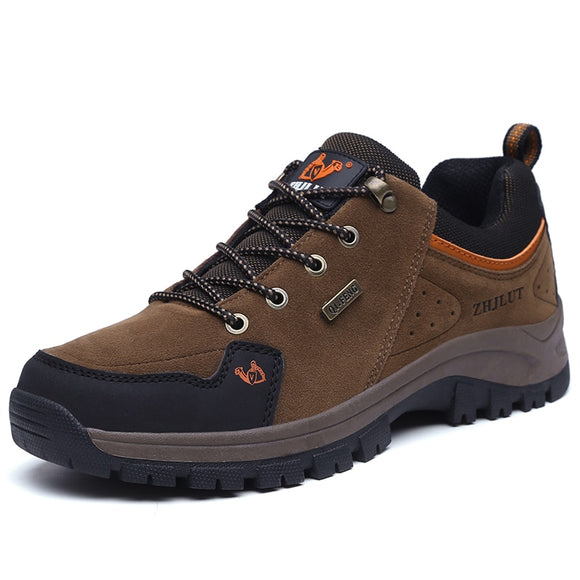 Unisex Leather Hiking Shoes Men's Winter Warm Fur Non Slip Sneakers Women Suede Outdoor Footwear Boy Summer Waterproof Mart Lion   