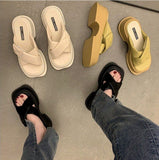 Concise Women Sandals Flats Platforms Casual Soft Genuine Leather Shoes Summer Mart Lion   