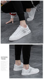 Men's Casual Shoes Lightweight Breathable White Shoes Flat Lace-Up Skateboarding Sneakers Travel Tenis Masculino Mart Lion   