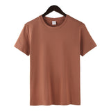 100% Cotton T Shirt Women Summer Casual Basic Loose Tshirt Korean Oversized Solid Tees Chic O Neck Female Tops Mart Lion Auburn S 