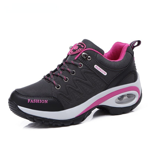 Women Air Cushion Athletic Walking Sneakers Breathable Gym Jogging Tennis Shoes Sport Lace Up Platform Zapatillas Mujer Mart Lion dark gray 36 