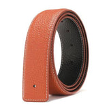 Two Layers Leather Smooth Buckle Headless Belt Men's Genuine Leather No Buckle Smooth Buckle 3.8cm No Buckle Headless Pants Mart Lion Orange 3.1cm N China 100CM Europe85