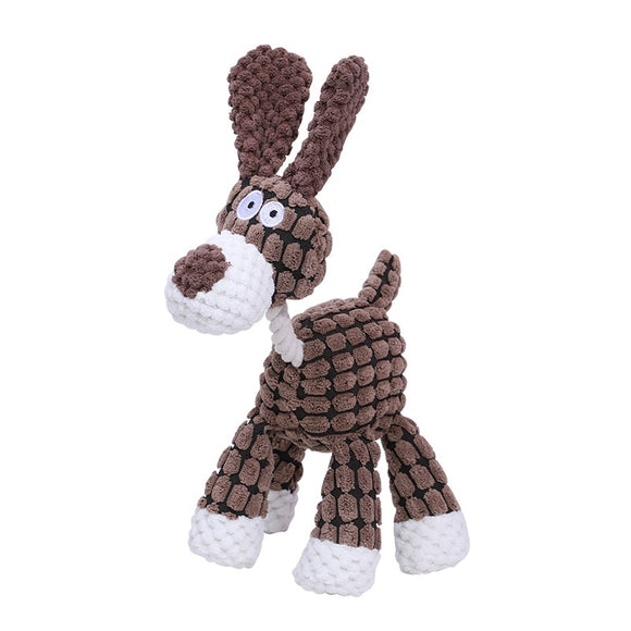  Dog Toys Squeaky Teeth Cleaning Toy Donkey Shape Corduroy Chew Toy For Puppy Funny Pet Toys Pet Supplies Interactive Plush Bone Mart Lion - Mart Lion