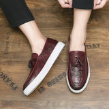 Red Men's Vulcanize Shoes Slip-On Autumn Sneaker Casual Handmade Mart Lion   