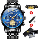 Men Watches Classic Roman Scale Dial Luxury Wrist Watch Quartz Waterproof Luminous Male reloj Mart Lion black-blue China 