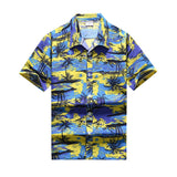 Men's Short Sleeve Hawaiian Shirt Colorful Print Casual Beach Hawaiian Shirt Mart Lion 105 yellow Asian size 3XL 