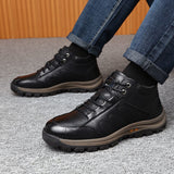 Men's Winter Boots Thick Cotton Shoes Outdoor Rubber Soled Non-slip Leather Snow Keep Warm Shoes Mart Lion   