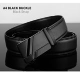 Men's Leather Belt Metal Automatic Belts for Men's Work Black Cow skin PU Mart Lion   