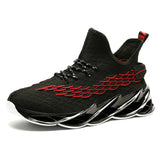 Outdoor Men's Free Running Jogging Walking Sports Shoes Lace-up Athietic Breathable Blade Sneakers Mart Lion 9013Black Red 6.5 