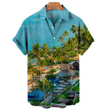 Men's Coconut Tree 3D Printing Shirts Casual Hawaiian Loose Shirts Short Sleeve Shirts Summer Beach Loose Tops