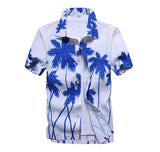 Men's Short Sleeve Hawaiian Shirt Colorful Print Casual Beach Hawaiian Shirt Mart Lion 06 blue Asian size 2XL 