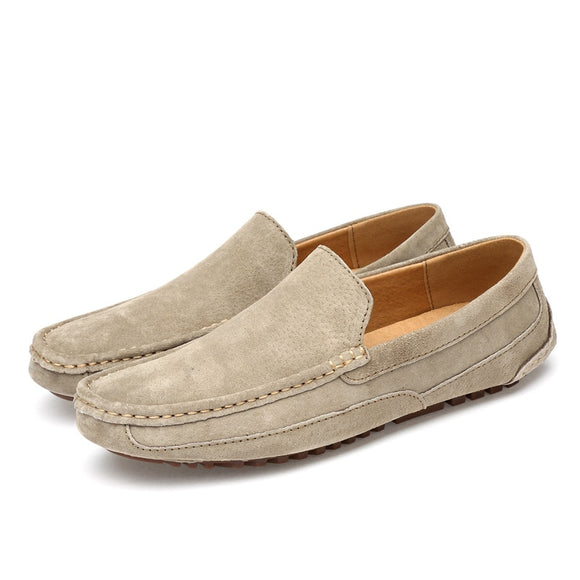 Suede Leather Men's Loafers Luxury Casual Shoes Boots Handmade Slipon Driving Moccasins Zapatos Mart Lion khaki 38 