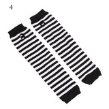  Striped Over Knee High Socks Set For Women Girls Stocking Arm Sleeve Long Christmas Thick Gloves Warm Knee Mart Lion - Mart Lion