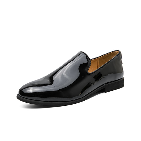 Loafers Men's Shoes Patent Leather Shiny Gradient Simple Slip-on Classic Casual Party Daily Dress Mart Lion Black 38 