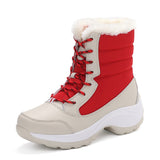 Women Snow Boots Winter Warm Shoes Outdoor Waterproof Non-slip Plush Casual Shoes Ankle Winter With Thick Fur Mart Lion Red 35 