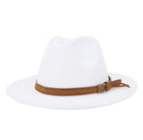 Fedora Hat Men's Women Brown Leather Belt Decoration Felt Hats Autumn Winter Imitation Woolen For Women British Style Felt Hat Mart Lion   