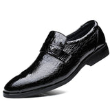 Luxury Leather Casual Office Wedding Shoes Men's Crocodile Pattern Pointed Toe Set Feet Mart Lion   