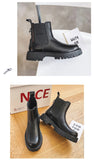 Autumn Boots for Men's Platform Chelsea Boots Split Leather Ankle Boots Male Thick Bottom Black Mart Lion   