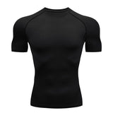 Compression Running Shirts Men's Dry Fit Fitness Gym Men Rashguard T-shirts Football Workout Bodybuilding Stretchy Clothing Mart Lion Black short sleeve S 