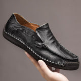 Men Handmade Shoes Genuine Leather Casual Outdoor Soft Homme Classic Ankle Non-slip Flats Trend Mart Lion Black 38 