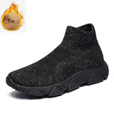 Autumn Classic Khaki Men's High-top Sneakers Weave Breathable Sneakers Slip-on Platform Jogging Shoes Casual Mart Lion black fur 8023-1 38 