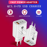 PD 20W Usb C Charger For Iphone 12 13 Pro Xiaomi Fast Quick Charge Dual Type-C PD USB Charger For QC 3.0 Mobile Phones Adapter Mart Lion   