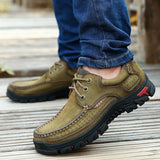 Men's Hiking Outdoor Boots Leather Shoes Cowhide Trendy Pigskin Non-slip Sole Comfort Stable  Hard-Wearing Mart Lion   