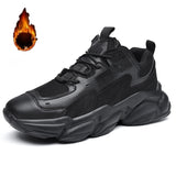 Men's Walking Shoes Chunky Casual Sneakers Thick Sole Increasing Shoes Breathable Hard-Wearing Male Footwear Mart Lion Black Fur 39 