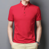 Korean Style Solid Polo Shirt Men's Short Sleeve Summer T Shirt Men's Clothing Streetwear Polo Shirt Korean Clothing Mart Lion Red M 