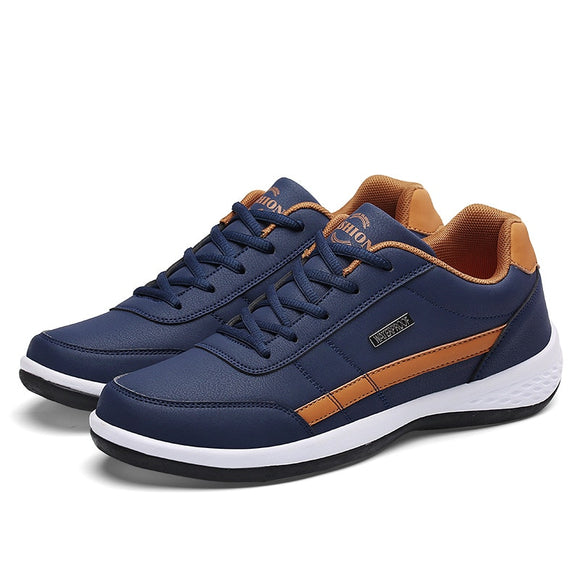 Leather Men's Shoes Trend Casual Breathable Leisure Sneakers Non-slip Footwear Sports Lace-up Trainers Mart Lion   