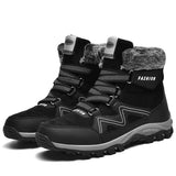 Couple Hiking Shoes High-Top Outdoor Cotton Shoes Velvet Wear-resistant Men's Trekking Tactical Sneakers Mart Lion Black 36 CN