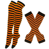 1 Set of Women Girls Over Knee Long Stripe Printed Thigh High Cotton Socks Gloves  Overknee Socks Mart Lion 19  