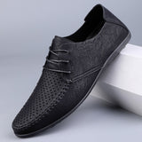 Leather Men's Breathable Driving Shoes Luxury Brands Formal Loafers Moccasins Black Mart Lion   