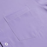 Summer Short Sleeve Shirts for Men's Single Pocket Standard Fit Button Down Purple White Solid Cotton Casual Shirt Mart Lion   