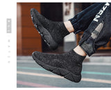 Autumn Classic Khaki Men's High-top Sneakers Weave Breathable Sneakers Slip-on Platform Jogging Shoes Casual Mart Lion   