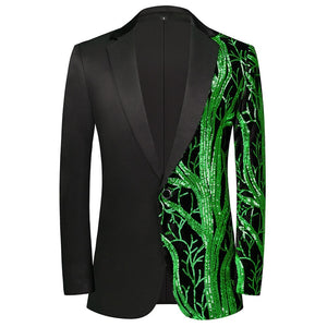 Men's Luxury Wave Striped Gold Sequin Blazer Jacket Shawl Lapel One Button Shiny Wedding Party Suit Dinner Tuxedo Mart Lion Pattern 11 US XS 