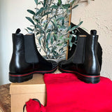  Chelsea Boots Black Rivet Punk Square Toe Slip-On Handmade Low-heeled Men's Shoes Mart Lion - Mart Lion