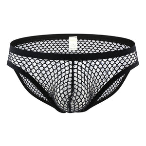 Hollow Men's Low-Rise Mesh Panties Fishnet Transparent Bikini Elastic Pouch Underwear Underpants White Black Briefs Mart Lion   
