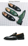 Loafers Men Shoes Stone Pattern PU Stitching Faux Suede Metal Buckle Fashion Business Casual Wedding Party Dress Shoes - MartLion