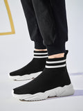 Summer Black Socks Sneakers Men's Slip on Sports Shoes Flats Unisex Breathable Adult Casual Women shoes Mart Lion Black white 1 35 China