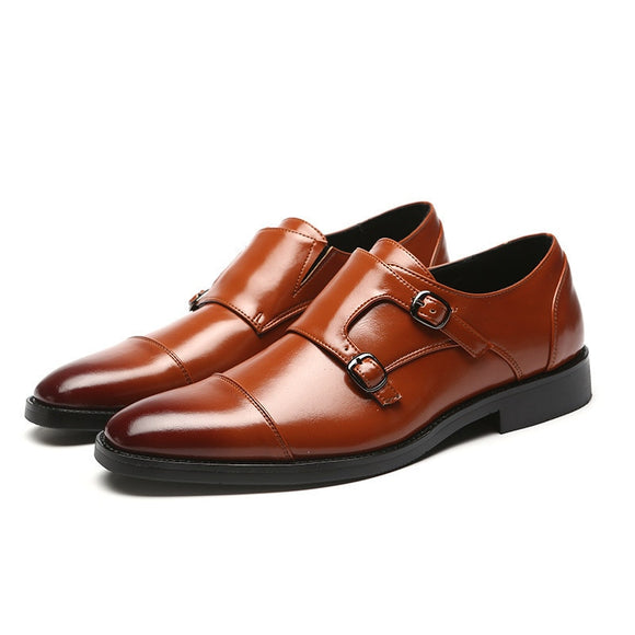  Whoholl Luxury Leather Formal Men's Classic Oxford Shoes Loafers Dress Double Monk Strap Footwear Mart Lion - Mart Lion