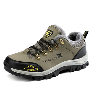 Hiking Shoes Outdoor Men's Sneakers Leather Winter Low-Top Plus Wool Men's Shoes Wear-Resistant Climbing Trekking Sports Mart Lion   