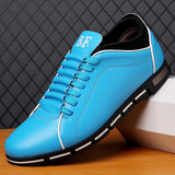 Autumn Men's Sneakers Shoes Winter Casual Solid Leather Shoe Sport Flat Round Toe Light Breathable Mart Lion Blue 47 