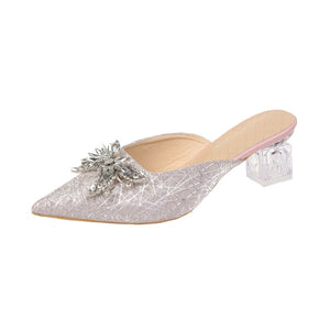 Medium Heel Women Mules Casual Summer Designer Half Slippers Ladies Butterfly Shoes Mart Lion Pink 34 