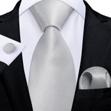 DiBanGu Pink Solid Silk Ties for Men's Pocket Square Cufflinks  Accessories 8cm Necktie Set Mart Lion N-7825  