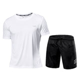 Quick-Dry 2 Piece Sets Men's Tracksuit Sportswear Gym Clothing Sweatsuits Male Kit Compression Suits Fitness Sportswear Workout Mart Lion White Set M 